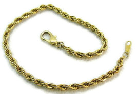 7.50&quot; Twisted Rope Gold Tone Used Costume Ladies Woman Bracelet - £11.83 GBP