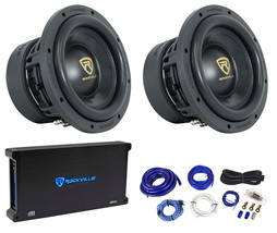 (2) Rockville W10K9D2 10" 6400 Watt Car Subwoofers+Mono Amplifier+Copper Amp Kit - £510.33 GBP