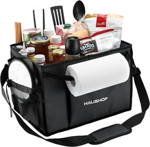 Haushof Large Grill And Picnic Caddy With Paper Towel Holder, Condiment, Black - $44.93