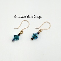 3 Pairs of Swarovski Earrings in Blue Zircon and Silk Xilion Shimmer hand made  image 11