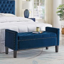 Navy 24Kf Velvet Modern Upholstered Tufted Button Storage, And Living Room. - $248.97