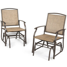 2PCS Patio Swing Single Glider Chair Rocking Seating Steel Frame Outdoor Brown - £183.84 GBP