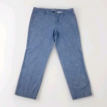 Gap Girlfriend Chino Pants sz 12/31R Chambray Blue 100% Cotton Casual Fl... - $22.76