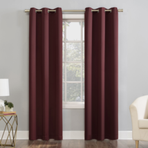 Mainstays Faux Silk Textured Grommet Curtain Panels-Set of 2-Burgundy--3... - £9.37 GBP