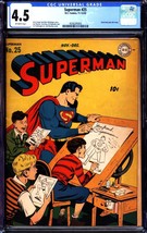 Superman #25 (1943) CGC 4.5 -- Clark Kent joins the army; Siegel &amp; Shuster work - £703.79 GBP