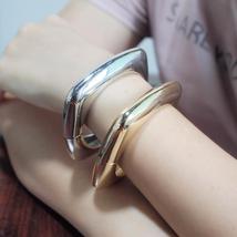 MANILAI Alloy Bangles Bracelets Women Metal Charm Geometry Statement Cuff Bangle - £10.95 GBP