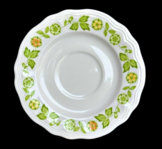 Petite Flora Ironstone Coffee or Teacup Saucer Yellow Orange Green 4009 Vintage - £2.30 GBP