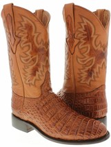 Mens Western Cowboy Boots Cognac Alligator Belly Pattern Roper Toe - £98.55 GBP