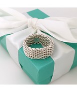 Size 7 Tiffany &amp; Co Somerset Mesh Weave Ring in Sterling Silver - £252.40 GBP