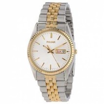 NEW* Pulsar PXF108 Men&#39;s Dress Silver Dial Stainless Steel Two-Tone Watch - £49.84 GBP