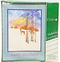 Christmas Happy Holiday Cards Deer in Snow Watercolor Design 18 count New - $7.99