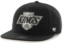 Los Angeles Kings NHL &#39;47 Black Vintage No Shot Captain Flat Hat Cap Snapback - £21.57 GBP