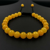 Natural Dark Yellow Jade 8x8 mm Beaded Thread Macrame Bracelet TB-97 - £9.46 GBP
