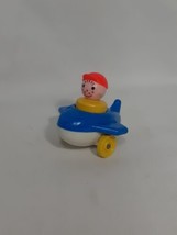 Vintage 1980&#39;s Fisher Price Little Riders BLUE AIRPLANE Toy  &amp; Person - £5.46 GBP