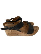KORKS Womens Shoes AUSTIN Black Leather Platform Cork Wedge Sandals Sz 9 - $27.83