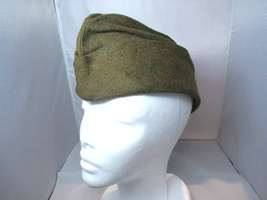 Vintage 1960s Danish army wool side cap military hat garrison forage brown nodip - £10.78 GBP