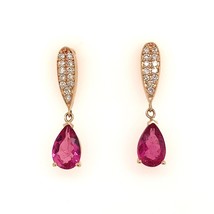 Natural Rubellite Diamond Earrings 14k Gold 1.60 TCW Certified $3,090 018673 - £692.44 GBP