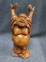 VTG Rare BUDDHA Chinese Resin 7.75&quot; Happy Laughing Hands Up Figurine Sou... - £22.59 GBP