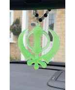 Acrylic Green Punjabi Sikh Large Khanda Stunning Pendant for Car Rear Mi... - £10.24 GBP