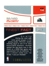 2005-06 Topps Finest Fact #FF14 Rashad McCants/1899 Minnesota Timberwolves NM-MT - £1.25 GBP