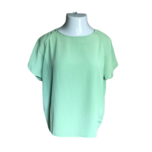 Impressions Vintage Classy Simple Shirt Blouse ~ Sz L ~ Green ~ Short Sleeve - £17.91 GBP