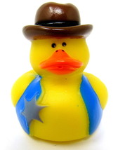 Cowboy Rubber Duck 2 in Sheriff Star Badge Western Hat Ducky Squirter Spa Bath X - £6.66 GBP