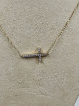 Diamonique Cubic Zirconia Delicate Cross Necklace 14K Gold Plated - £20.85 GBP