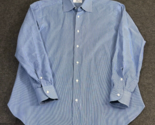 Brioni for Nieman Marcus Blue Micro Check Spread Collar Men&#39;s Dress Shir... - £70.41 GBP
