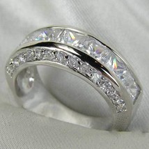 Argento Sterling Taglio Princess Matrimonio Anello Eternity Anniversario O 10 Pz - £9.42 GBP+