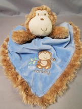 Little Starters Little Monkey Security Blanket Lovey Nunu Binky Blankie Blue Tan - £11.05 GBP