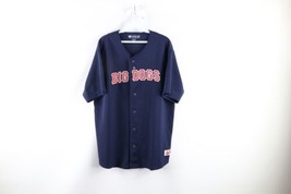 Vintage 90s Big Dogs Mens Size Large Spell Out Baseball Jersey Navy Blue USA - £46.68 GBP