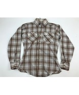 Vtg 80s LEVIS Brown Plaid Button Shirt Small USA Retro Fitted Casual Whi... - £7.58 GBP