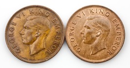 Lot of 2 New Zealand Pennies (1940 and 1943) XF - Unc Condition KM #13 - £65.70 GBP