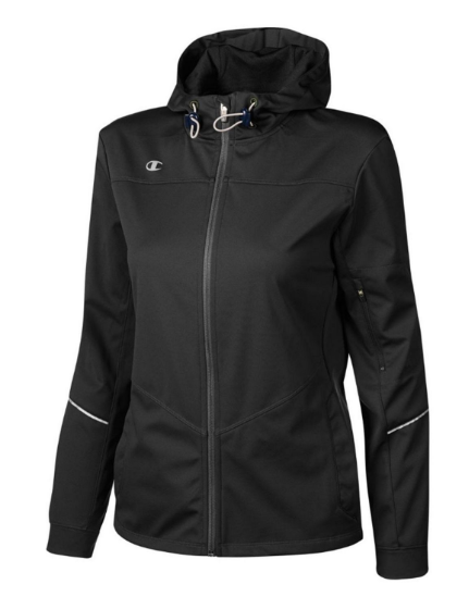 Champion V745 Women's Hooded Softshell Jacket, BLACK