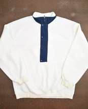 Vintage Gap Snap Fleece Sweatshirt Mens L White Pullover Jacket 1/2 Zip Outdoor - £22.44 GBP