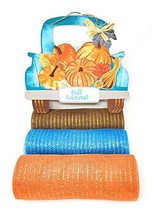 Fall Harvest Wreath Kit: 3 Rolls 10&quot; Decorative Mesh (Orange, Turquoise, Brown)  - £28.07 GBP