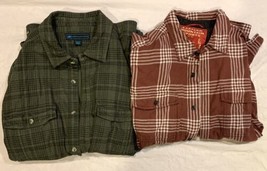 Two Eastern Mountain Sports Men&#39;s Button Down Flannel Shirts Size Large - £41.28 GBP