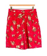 Line-Up For Sport Womens VTG Shorts M 10 Red Floral Note 8&quot; Inseam - £13.97 GBP