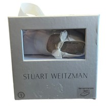 Stuart Weitzman Baby Nantucket Crib Shoes w/Bow Cream Sheen Size 1 Christening - £14.93 GBP