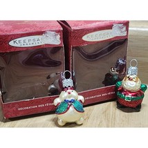 Hallmark Keepsake Ornament Hand Blown Glass Lil Roly Poly Santa &amp; Snowma... - $165.11 MXN