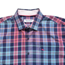 Tommy Bahama Shirt Mens Large Plaid Sarasota Stretch Flip Cuff Coolmax Logo - $22.02