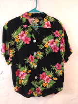 Ladies Impressions Lifestyle Hawaiian Shirt Vintage 90&#39;s Med Black/Pink /Orange - £15.16 GBP