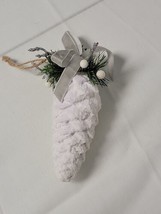 Holiday Time White Pinecone Christmas Ornament 6&quot; Elegant - £7.06 GBP