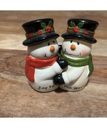 Joy To The World Hugging Snowman Salt &amp; Pepper Shakers 3” Tall - $9.50
