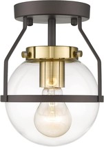 Flush Mount Light Vintage Fixture Industrial Glass Oil Rubbed Bronze Ceiling New - £50.75 GBP