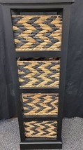 Slim Wood 4 Basket Storage Tower Cabinet  Black W/ Baskets (New) - $36.45