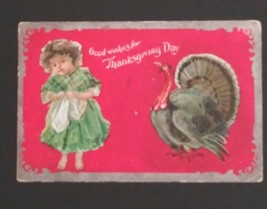 Good Wishes for Thanksgiving Day Turkey Embossed 1915 Antique Series #6 ... - $4.99