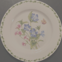 GRACIE Botanic Flower Butterfly White Floral Blue Green Retired Chop Plate 12&quot; - $9.28