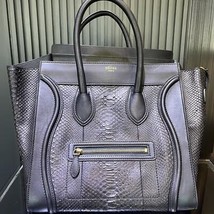 Pre-Owned CELINE Black Python and Leather Mini Luggage Tote Bag - £1,057.82 GBP