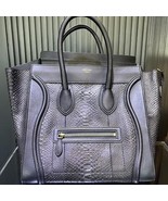 Pre-Owned CELINE Black Python and Leather Mini Luggage Tote Bag - £1,050.01 GBP